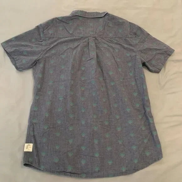 O'Neill Shirt Mens Medium Blue Short Sleeve Button Down Palm Print Casual Top - Picture 6 of 7
